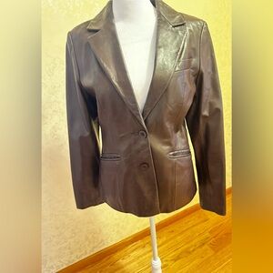 Women's Brown Leather Blazer